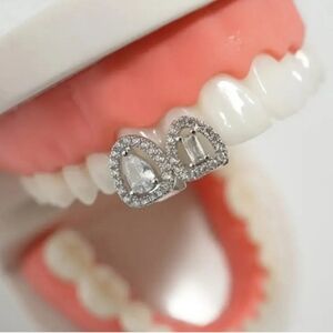 Elegant Silver Double Tooth Grillz